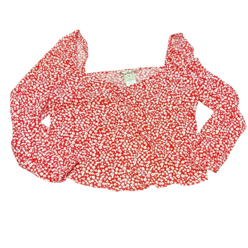 Boden Floral Crinkle Gauze Sweetheart Printed Top flowy puff sleeve romantic fun